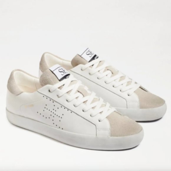 Sam Edelman Shoes - SAM EDELMAN Aubrie White Greige Leather Sneakers Size 7.5